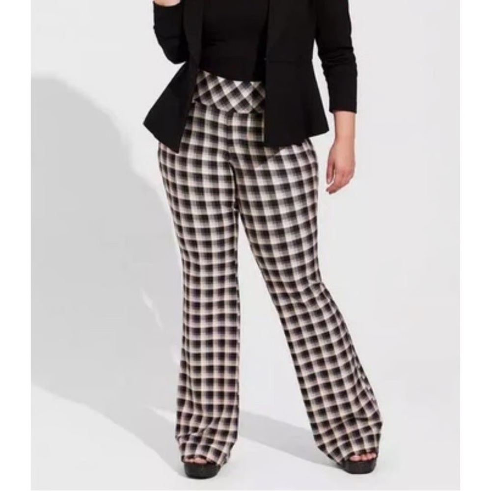 Torrid Black and White Plaid Flare Pants